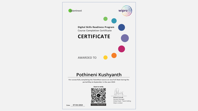 Wipro Talent Next Java Full Stack Certification
